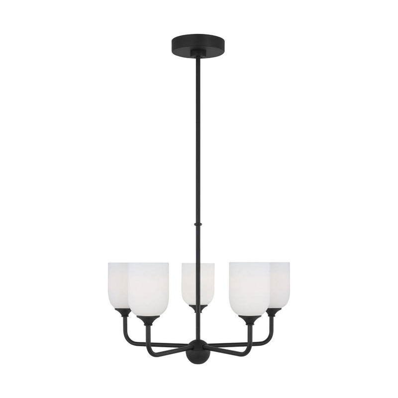 Generation Lighting GLC1085EN3/MBK Five Light Chandelier, Midnight Black