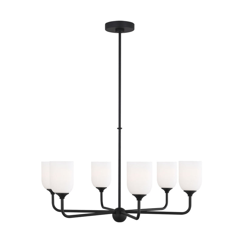 Generation Lighting GLC1096EN3/MBK Six Light Chandelier, Midnight Black