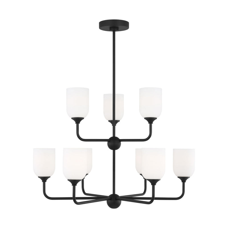 Generation Lighting GLC1109EN3/MBK Nine Light Chandelier, Midnight Black