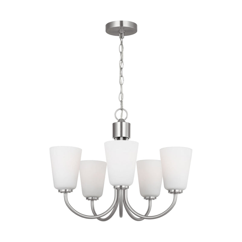 Generation Lighting GLC1115BS Five Light Chandelier, Brushed Nickel