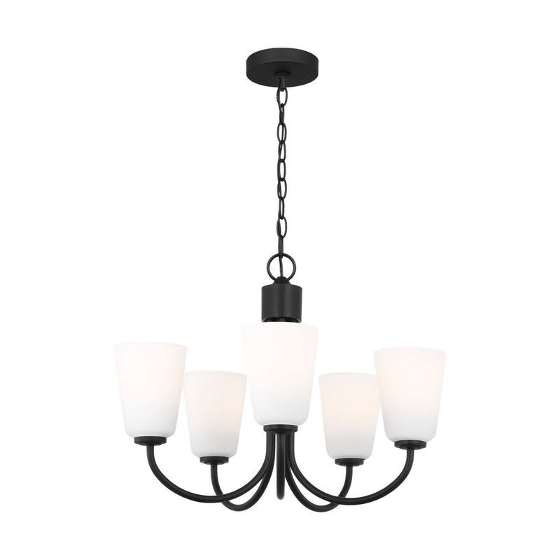 Generation Lighting GLC1115MBK Five Light Chandelier, Midnight Black