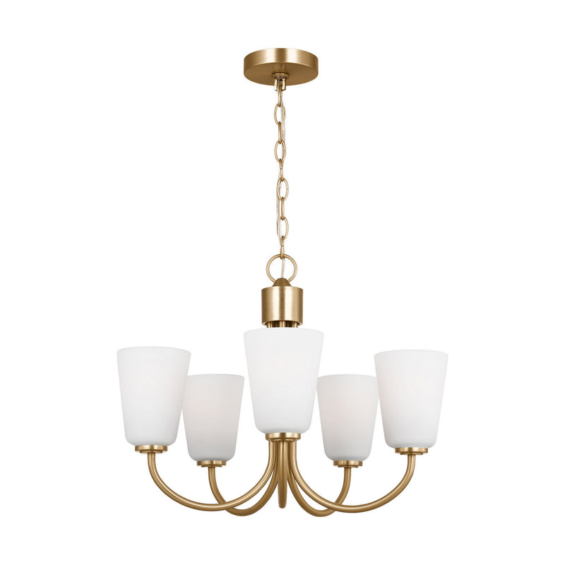 Generation Lighting GLC1115SB Five Light Chandelier, Satin Brass