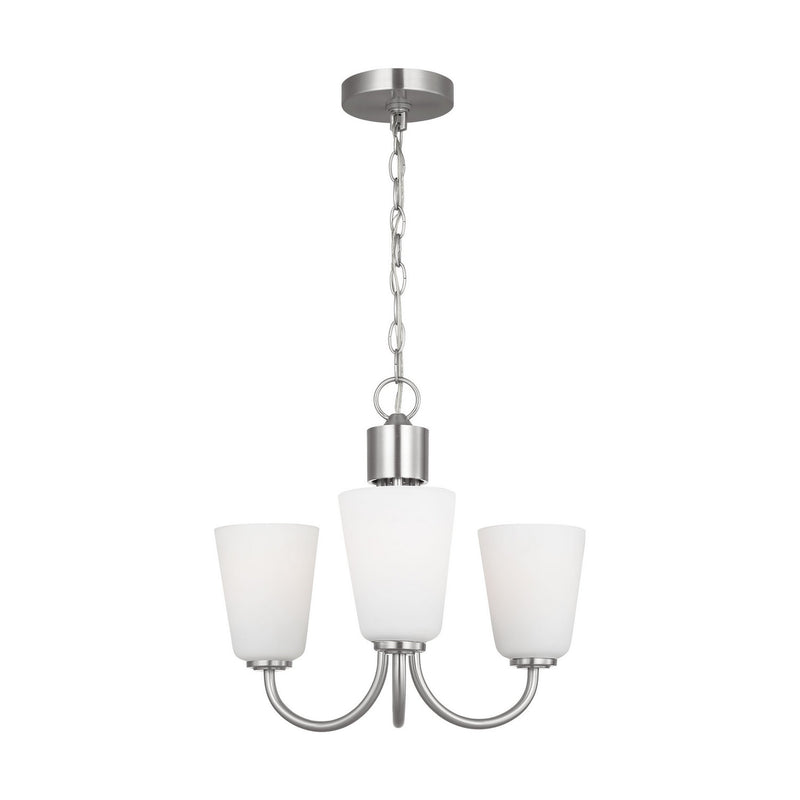 Generation Lighting GLC1123BS Three Light Chandelier, Brushed Nickel