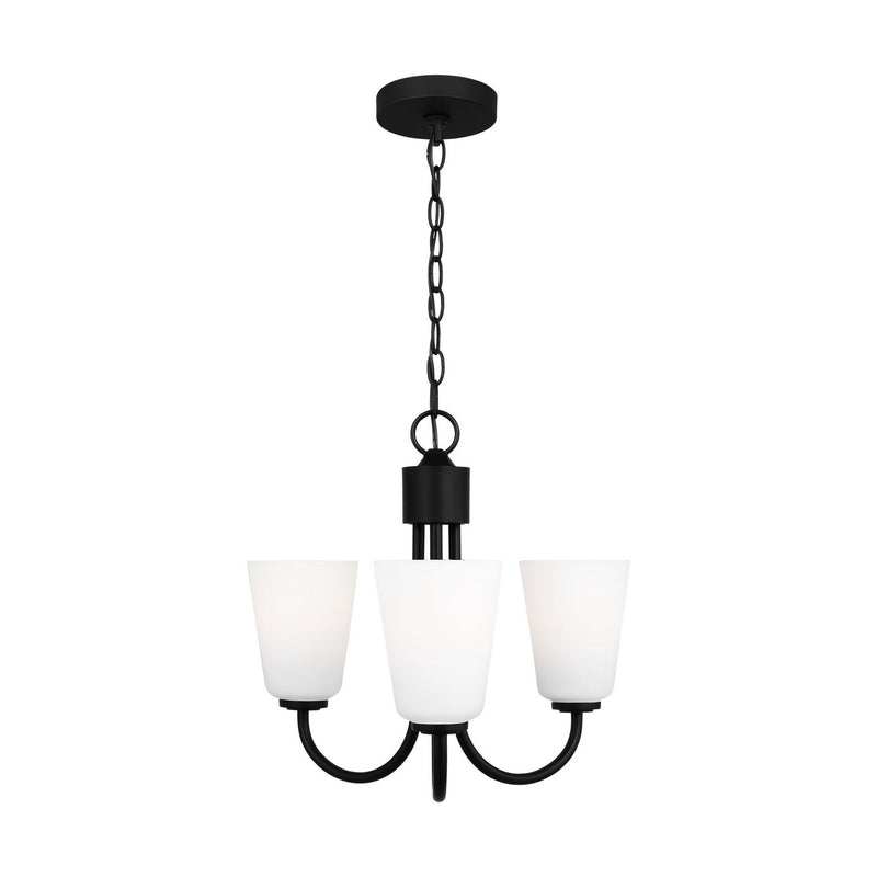 Generation Lighting GLC1123MBK Three Light Chandelier, Midnight Black