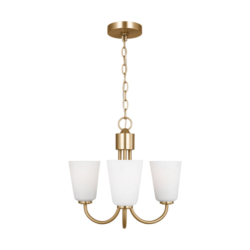 Generation Lighting GLC1123SB Three Light Chandelier, Satin Brass