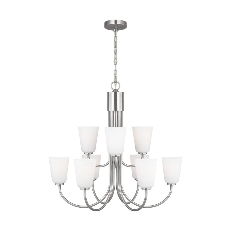 Generation Lighting GLC1139BS Nine Light Chandelier, Brushed Nickel