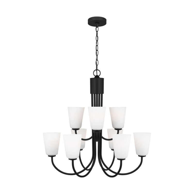 Generation Lighting GLC1139MBK Nine Light Chandelier, Midnight Black
