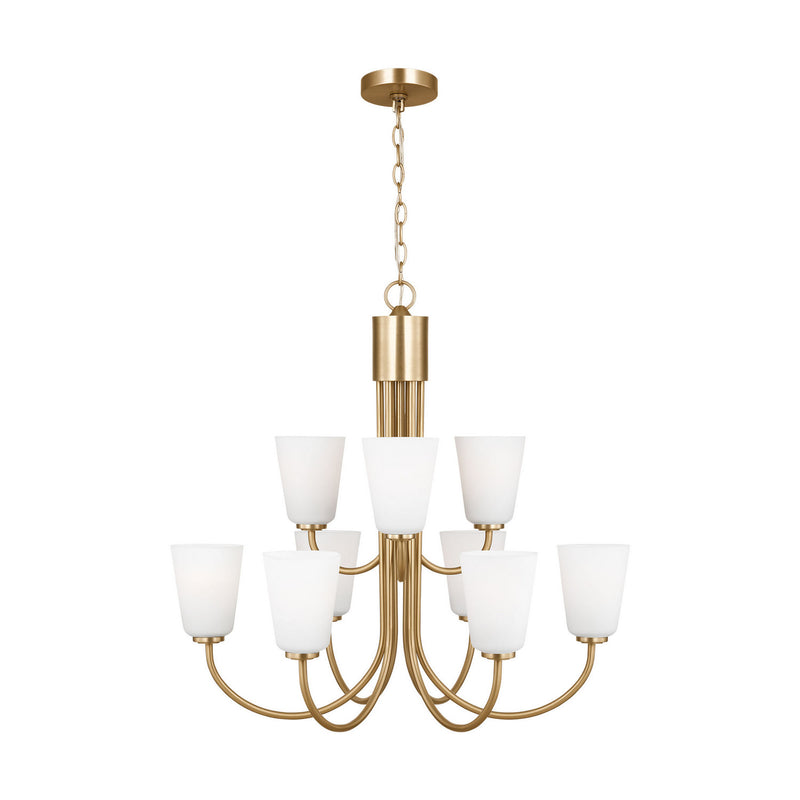 Generation Lighting GLC1139SB Nine Light Chandelier, Satin Brass