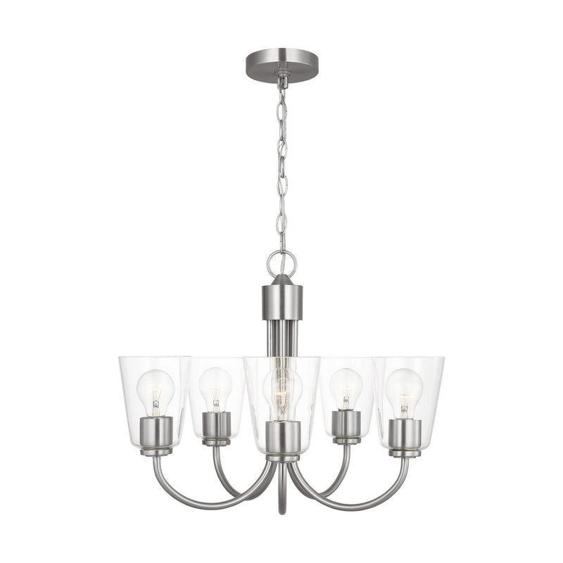 Generation Lighting GLC1145BS Five Light Chandelier, Brushed Nickel