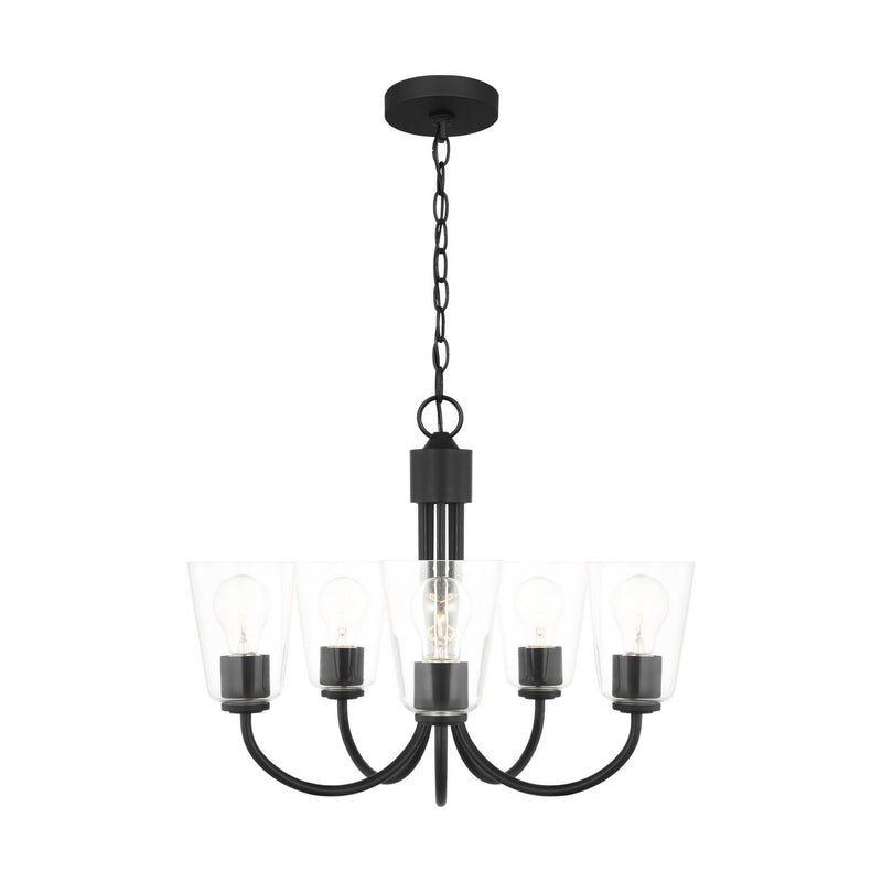 Generation Lighting GLC1145MBK Five Light Chandelier, Midnight Black