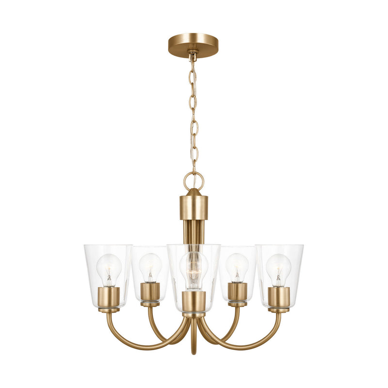 Generation Lighting GLC1145SB Five Light Chandelier, Satin Brass