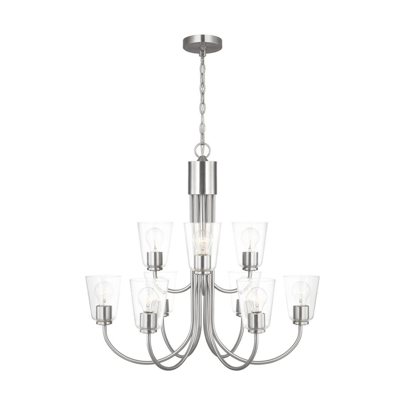 Generation Lighting GLC1169BS Nine Light Chandelier, Brushed Nickel
