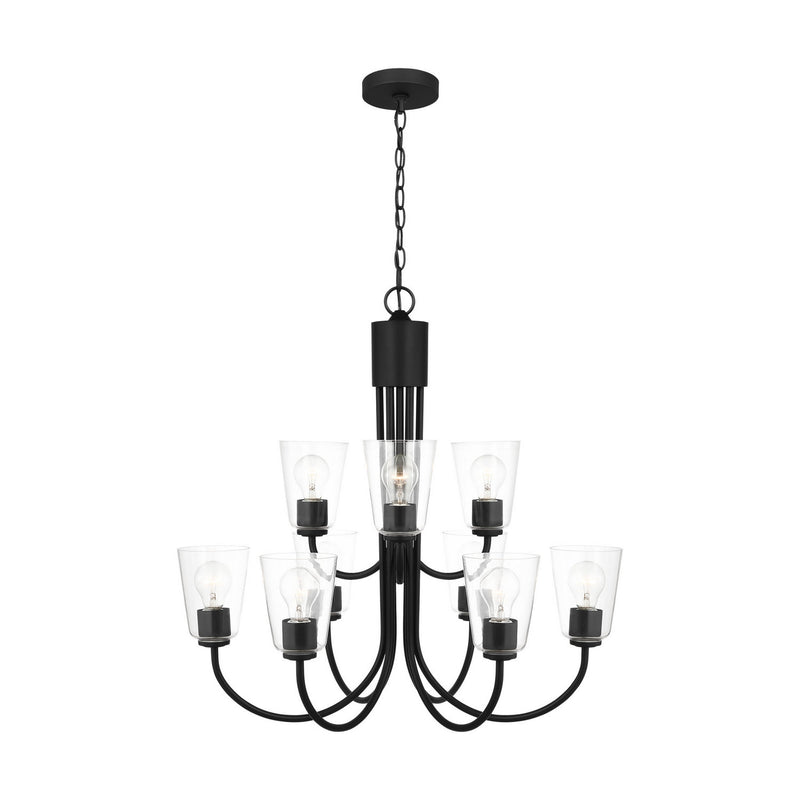 Generation Lighting GLC1169MBK Nine Light Chandelier, Midnight Black