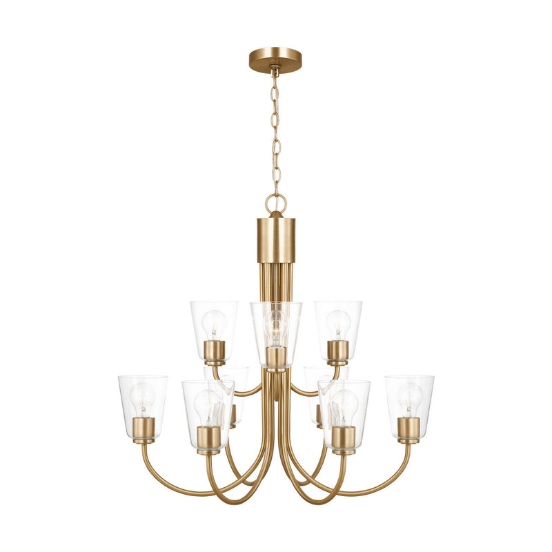 Generation Lighting GLC1169SB Nine Light Chandelier, Satin Brass