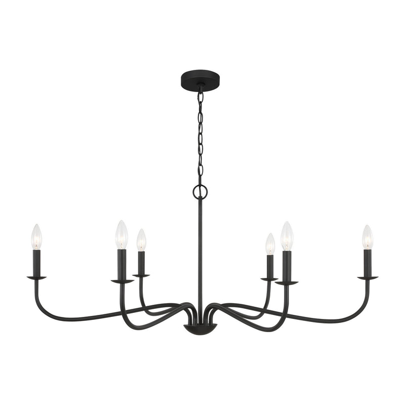 Generation Lighting GLC1196MBK Six Light Chandelier, Midnight Black
