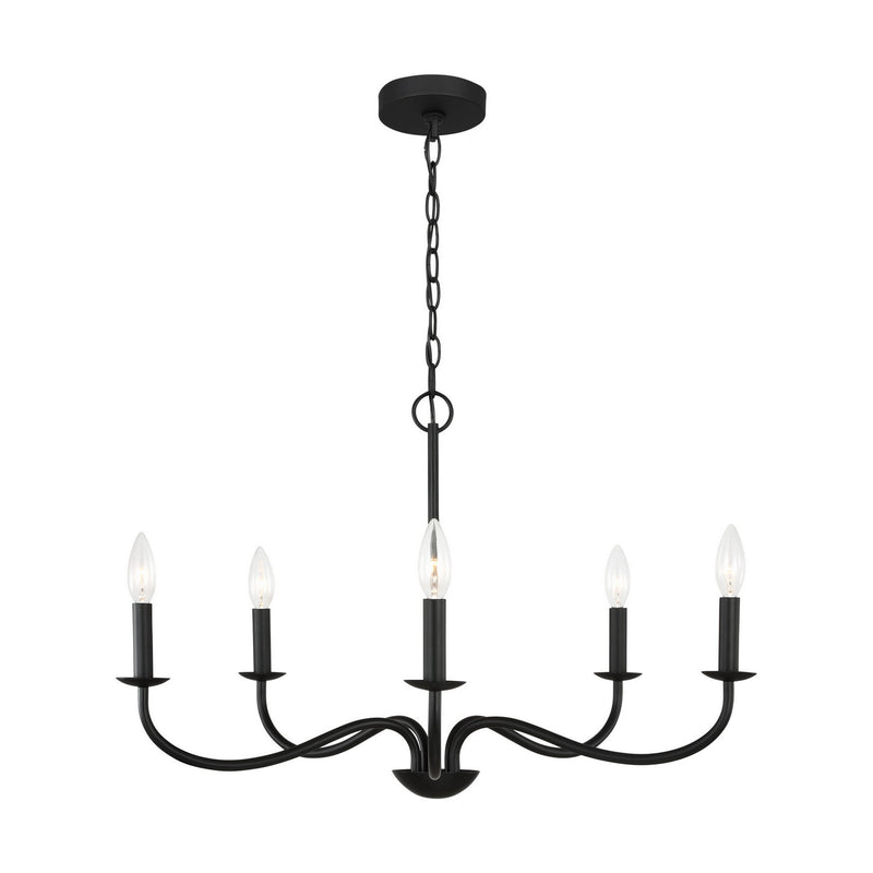 Generation Lighting GLC1205MBK Five Light Chandelier, Midnight Black