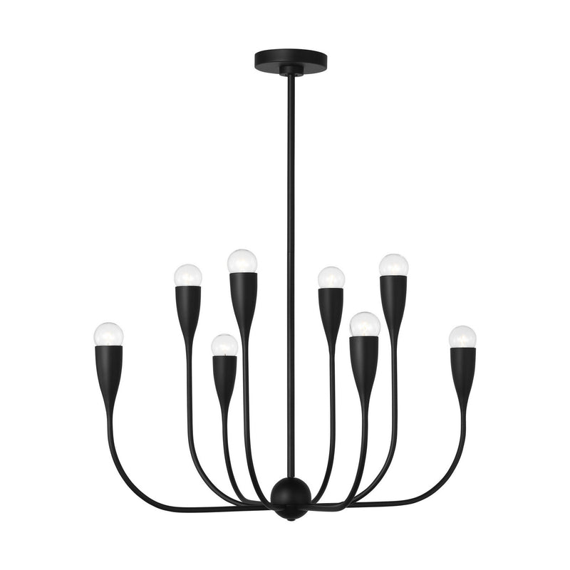 Generation Lighting GLC1218MBK Eight Light Chandelier, Midnight Black