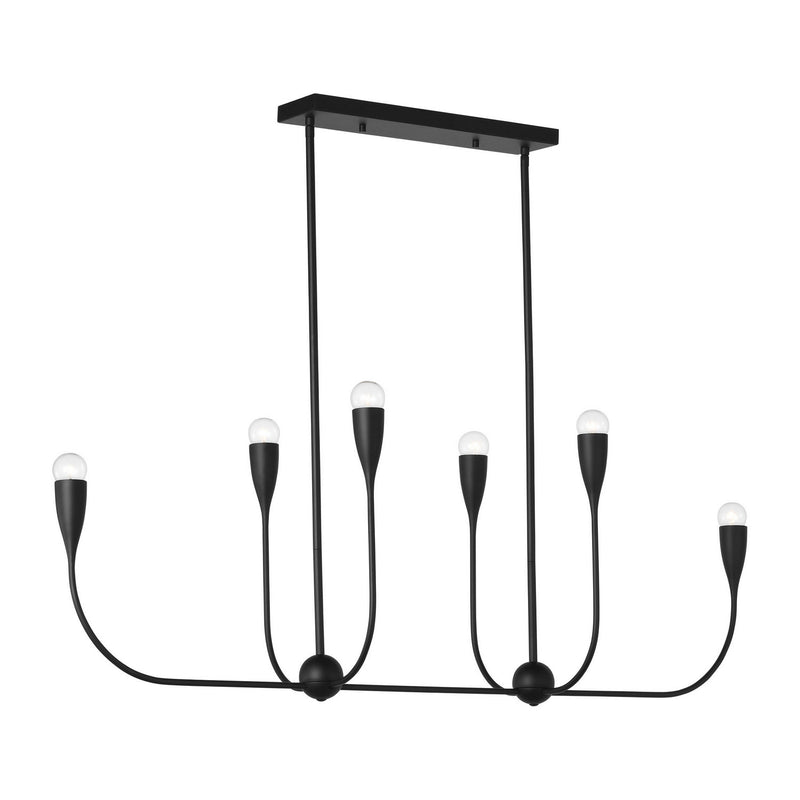 Generation Lighting GLC1226MBK Six Light Linear Chandelier, Midnight Black