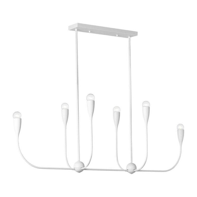 Generation Lighting GLC1226MWT Six Light Linear Chandelier, Matte White