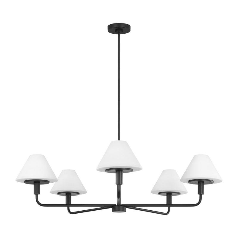 Generation Lighting GLC1235MBK Five Light Chandelier, Midnight Black