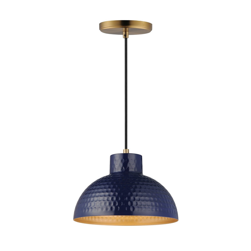 Maxim 35142GNNAB One Light Pendant, Glossy Navy / Natural Aged Brass