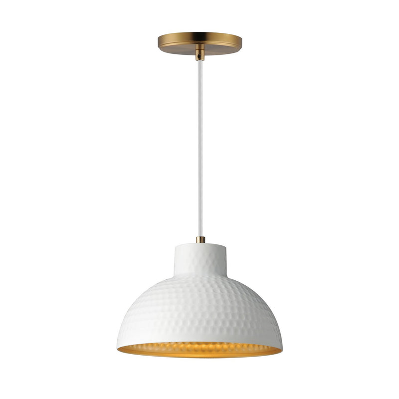 Maxim 35142WTNAB One Light Pendant, White/Natural Aged Brass