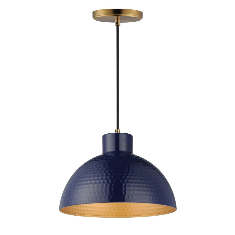 Maxim 35144GNNAB One Light Pendant, Glossy Navy / Natural Aged Brass