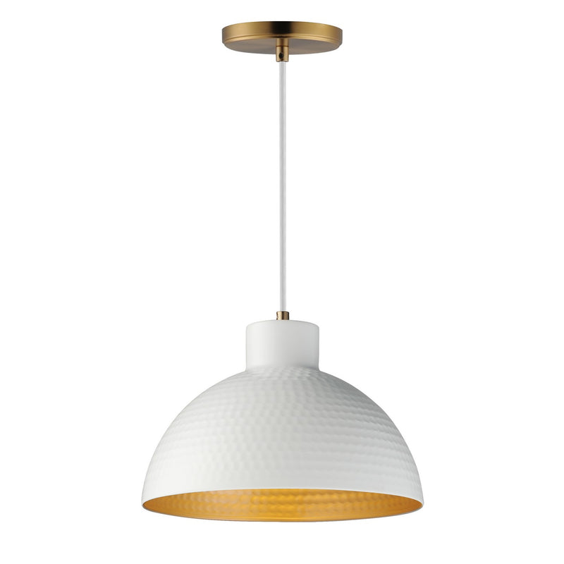 Maxim 35144WTNAB One Light Pendant, White/Natural Aged Brass