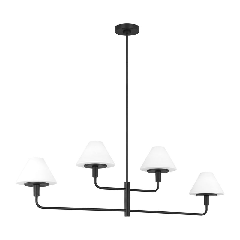 Generation Lighting GLC1244MBK Four Light Chandelier, Midnight Black