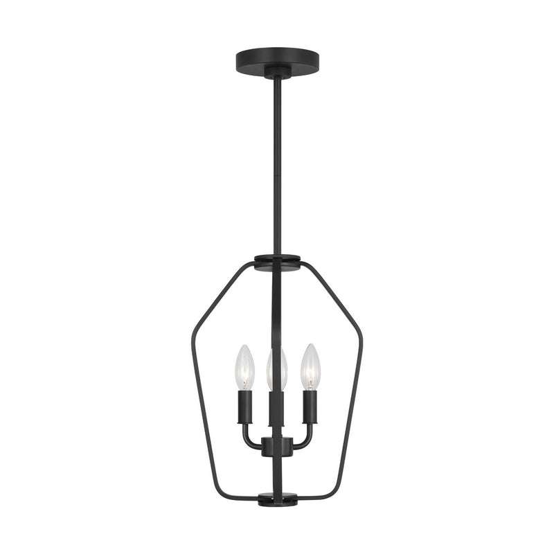 Generation Lighting GLC1283MBK Three Light Chandelier, Midnight Black
