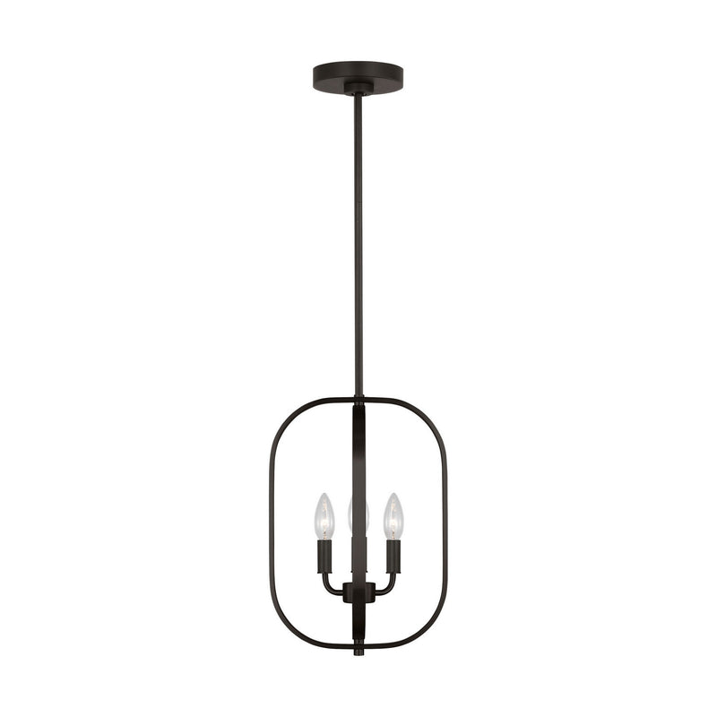 Generation Lighting GLC1293MBK Three Light Chandelier, Midnight Black