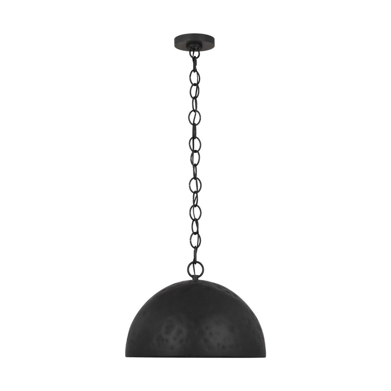 Visual Comfort Studio EP1251AI One Light Pendant, Aged Iron