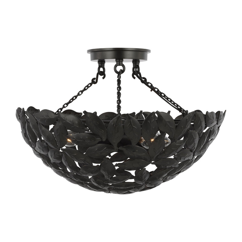 Visual Comfort Studio AF1173AI Three Light Semi-Flush Mount, Aged Iron