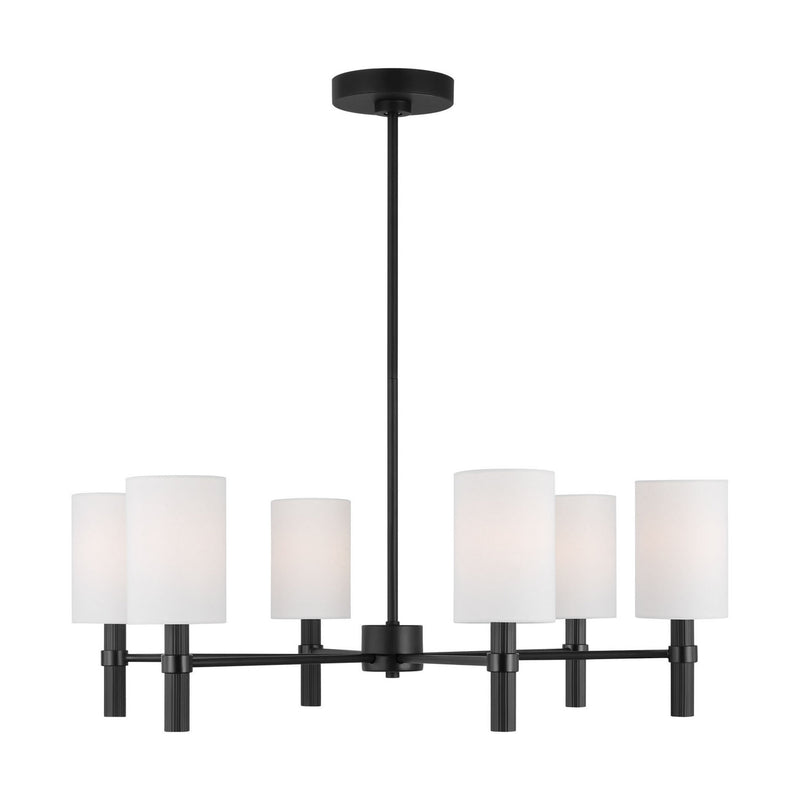 Visual Comfort Studio DJC1146MBK Six Light Chandelier, Midnight Black