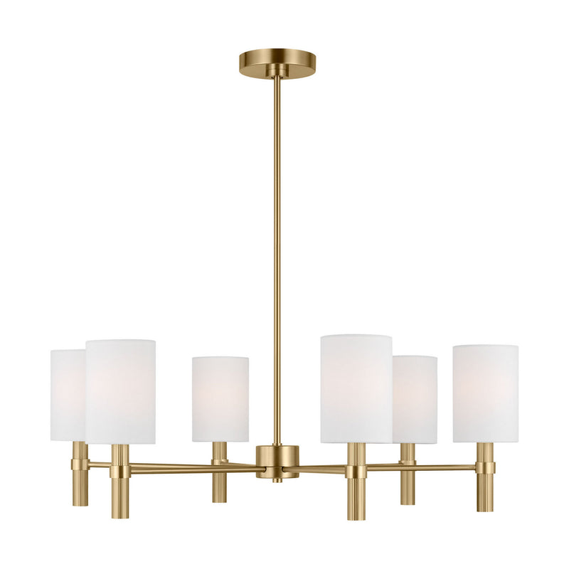 Visual Comfort Studio DJC1146SB Six Light Chandelier, Satin Brass