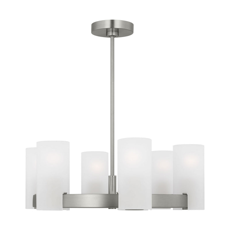 Visual Comfort Studio DJC1156BS Six Light Chandelier, Brushed Steel