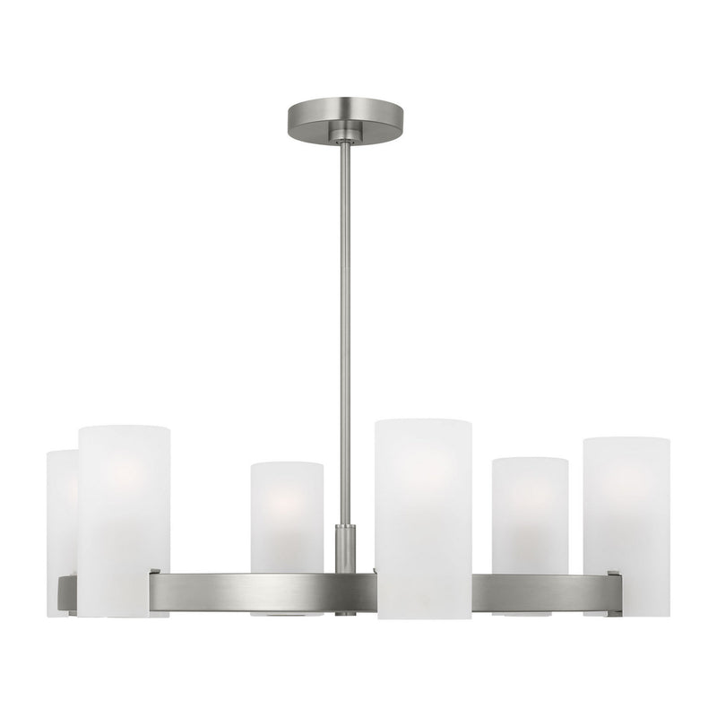 Visual Comfort Studio DJC1166BS Six Light Chandelier, Brushed Steel