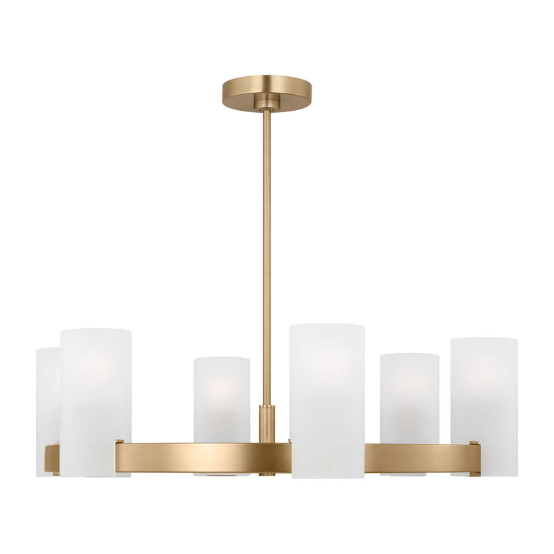 Visual Comfort Studio DJC1166SB Six Light Chandelier, Satin Brass