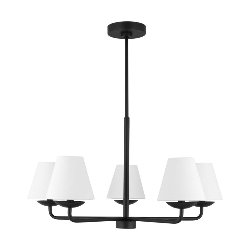 Visual Comfort Studio DJC1175MBK Five Light Chandelier, Midnight Black