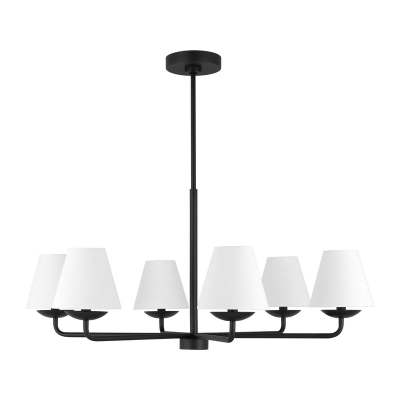 Visual Comfort Studio DJC1186MBK Six Light Chandelier, Midnight Black