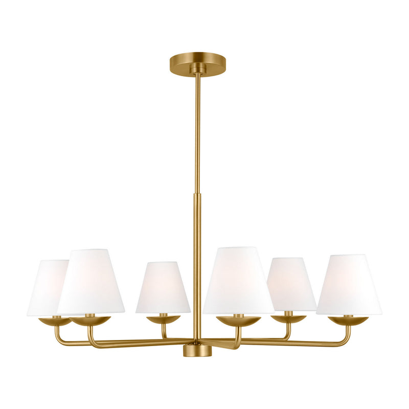Visual Comfort Studio DJC1186SB Six Light Chandelier, Satin Brass