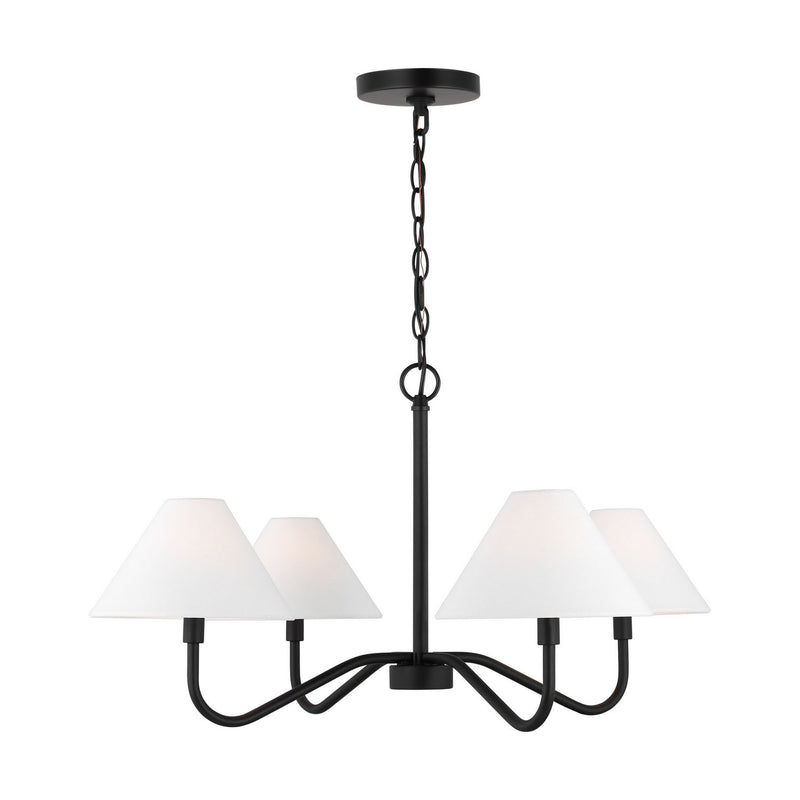 Visual Comfort Studio DJC1194MBK Four Light Chandelier, Midnight Black