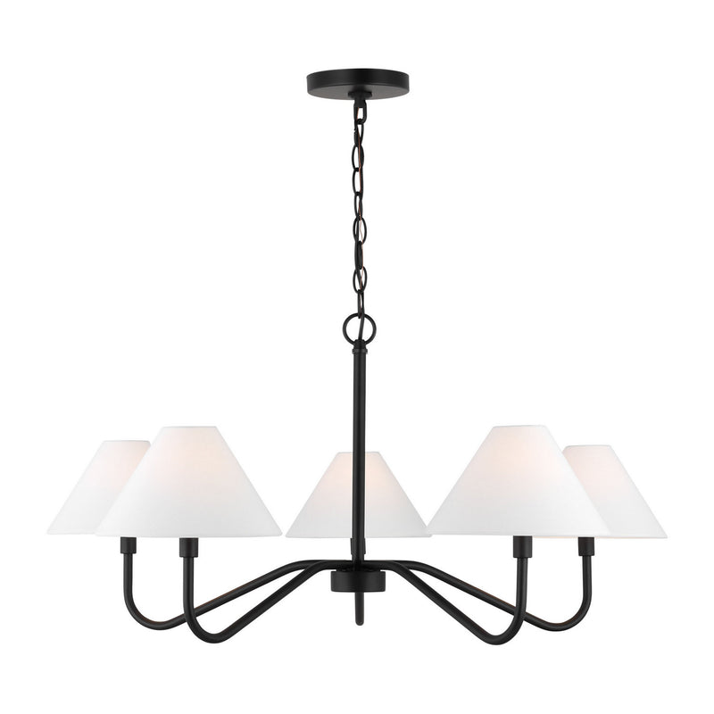 Visual Comfort Studio DJC1205MBK Five Light Chandelier, Midnight Black