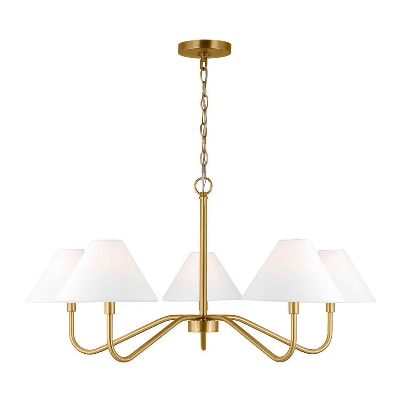 Visual Comfort Studio DJC1205SB Five Light Chandelier, Satin Brass