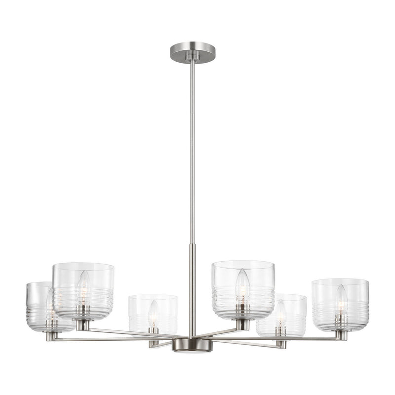 Visual Comfort Studio DJC1216BS Six Light Chandelier, Brushed Nickel