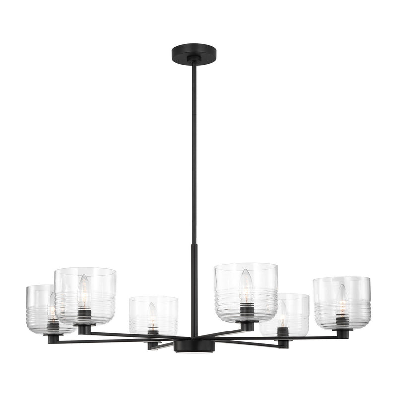 Visual Comfort Studio DJC1216MBK Six Light Chandelier, Midnight Black