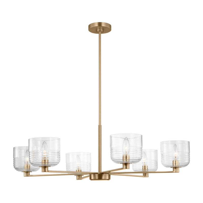 Visual Comfort Studio DJC1216SB Six Light Chandelier, Satin Brass