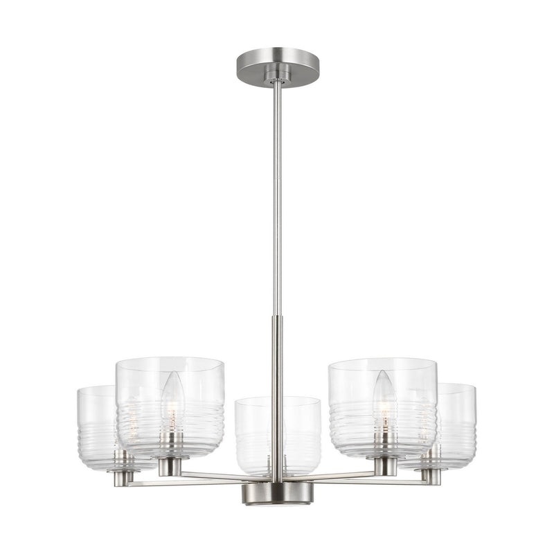 Visual Comfort Studio DJC1225BS Five Light Chandelier, Brushed Nickel
