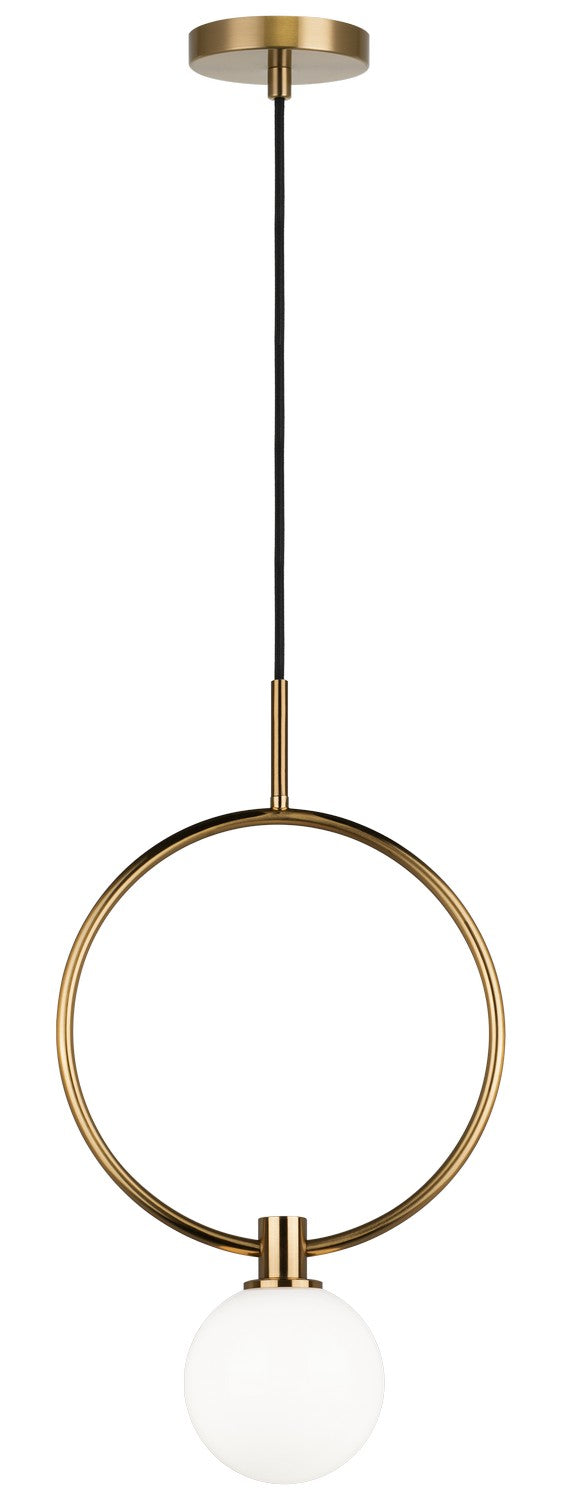 Matteo Lighting C71301AGOP One Light Pendant, Aged Gold Brass