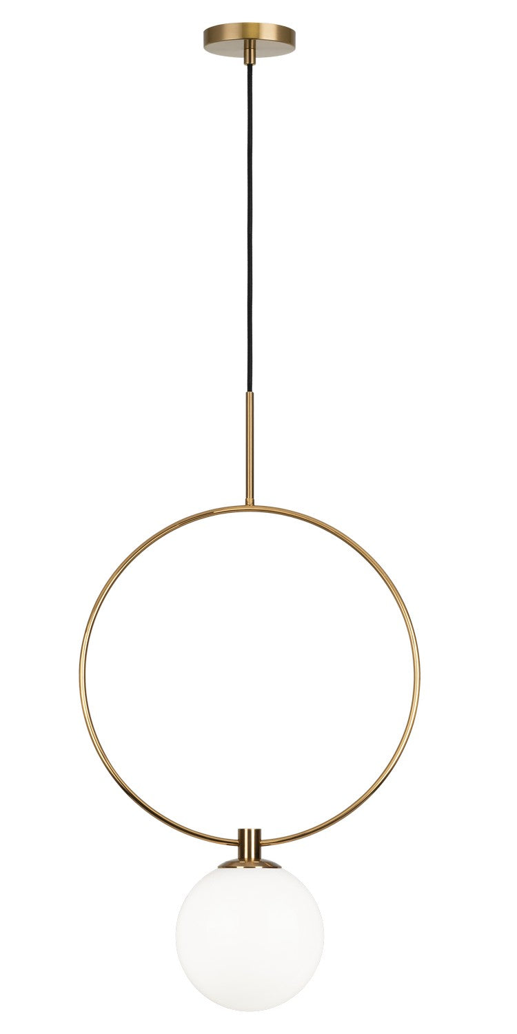 Matteo Lighting C71311AGOP One Light Pendant, Aged Gold Brass
